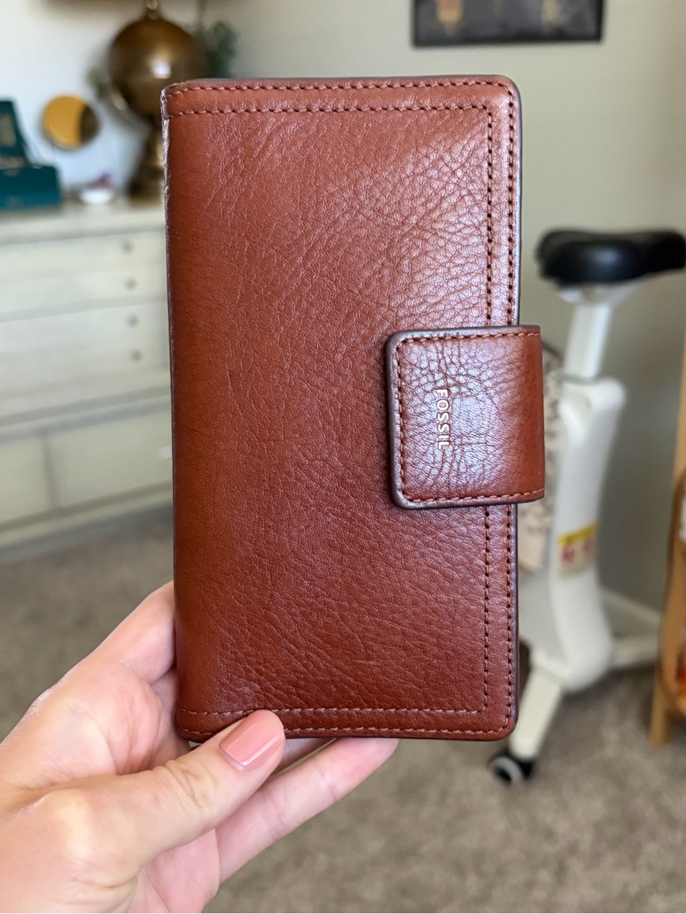 Fossil Chestnut Brown Leather Snap Wallet